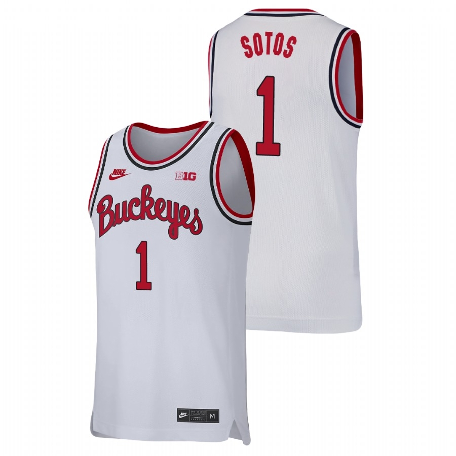 Ohio State Buckeyes Men's NCAA Jimmy Sotos #1 White Replica Nike College Basketball Jersey ABI6749XI